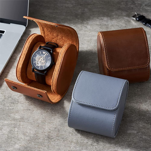 Watch Case for Men-Premium Leather Travel Watch Case with Perfect Texture. Watch Roll Travel Case Handcrafted by Craftsmen Who Pursue the Ultimate
