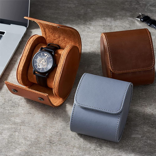 Sensico Watch Roll Travel Case for Men Leather Travel Watch Case