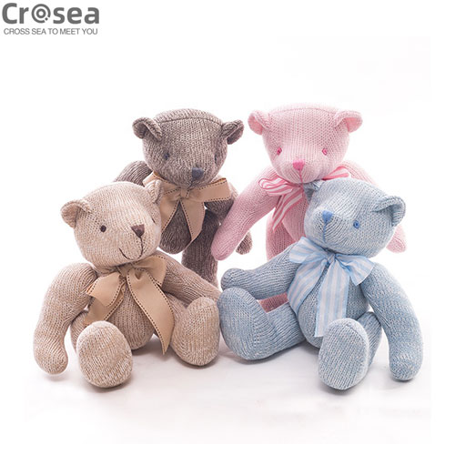 Hand knitting Teddy Bear Plush Pillow Slipper Pet toys Bags