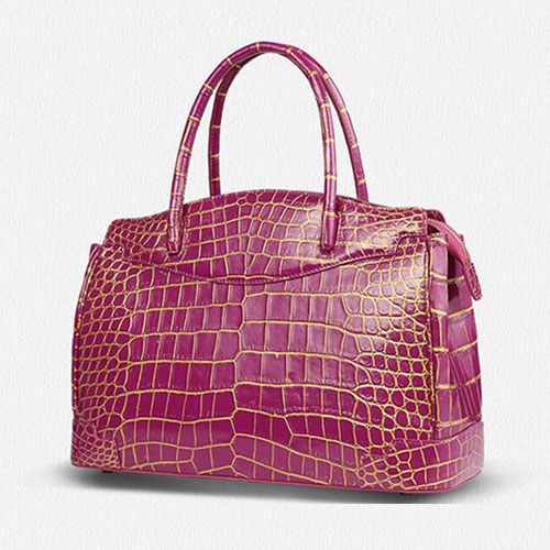 Luxury women gold painted genuine crocodile leather handbag 