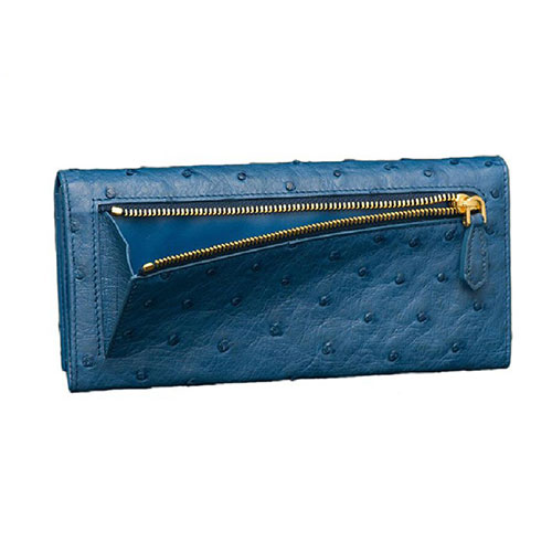 Luxury genuine ostrich skin wallets with flap