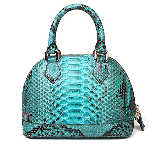 Luxury lady's geniune grey color python skin handbag
