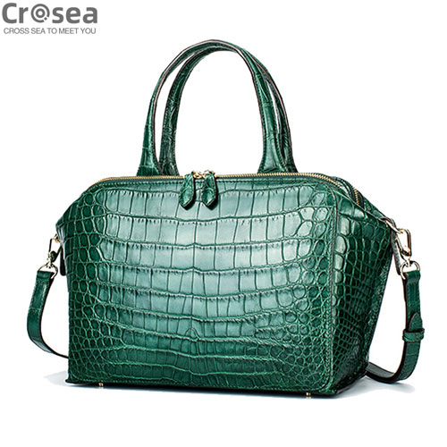 Fashion lady's Genuine Crocodile Leather handbag glossy green