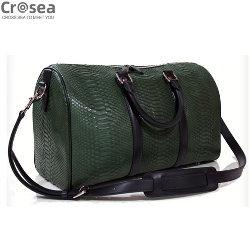 Luxury lady's geniune python skin shoulder bag dark green