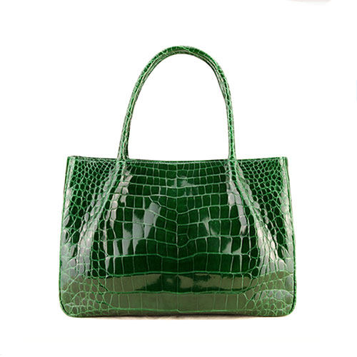 Luxury lady's geniune python skin shoulder bag dark green