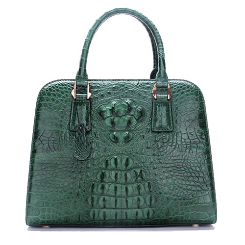 Luxury lady's geniune python skin shoulder bag dark green