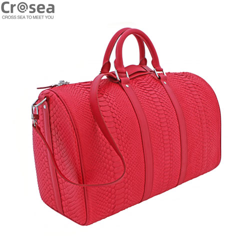 Luxury new design men genuine python skin tube bag orange red