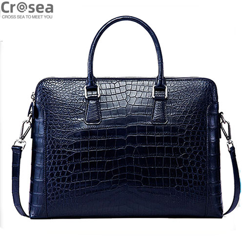 Luxury brifecase men Genuine Crocodile Leather bag black