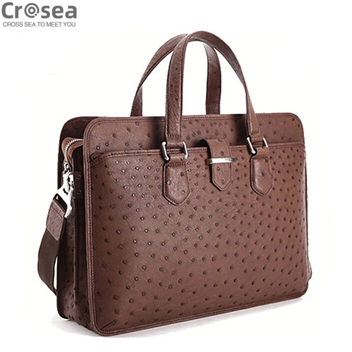 Luxury new design men Genuine Ostrich skin brifecase bag brown color