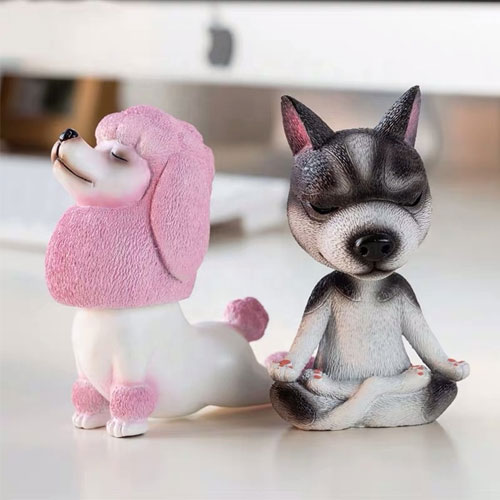 Customized resin small yoga meditation dog figurine