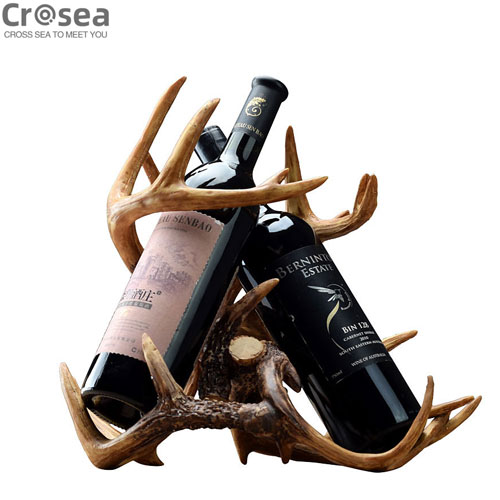 Resin deer antlers wine bottle holder 