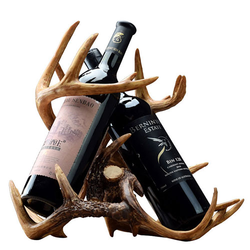 Resin deer antlers wine bottle holder 