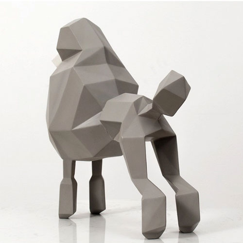 Modern decoration resin origami polygon style poodle statue