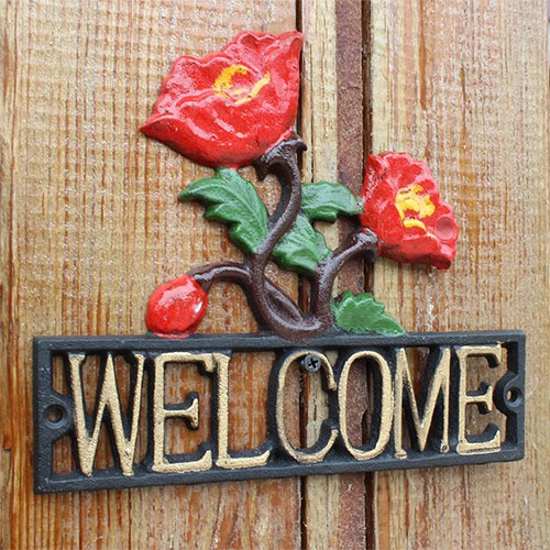 Decorative resin cast Rose Sign antique welcome plaque 