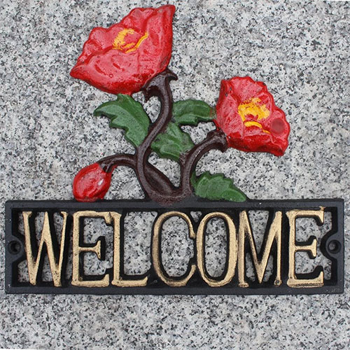 Decorative resin cast Rose Sign antique welcome plaque 