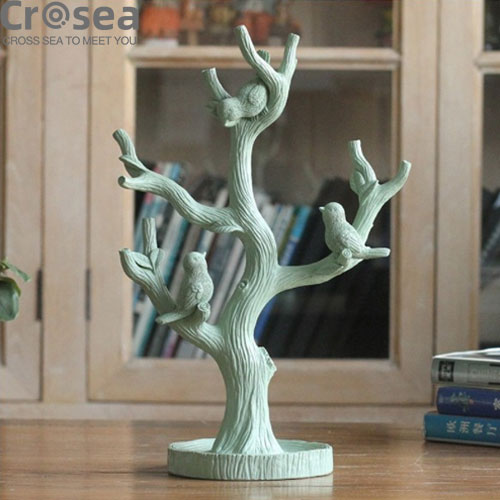 Resin quality birds on branch shaped jewelry display