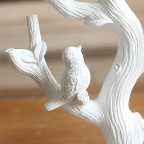 Resin quality birds on branch shaped jewelry display