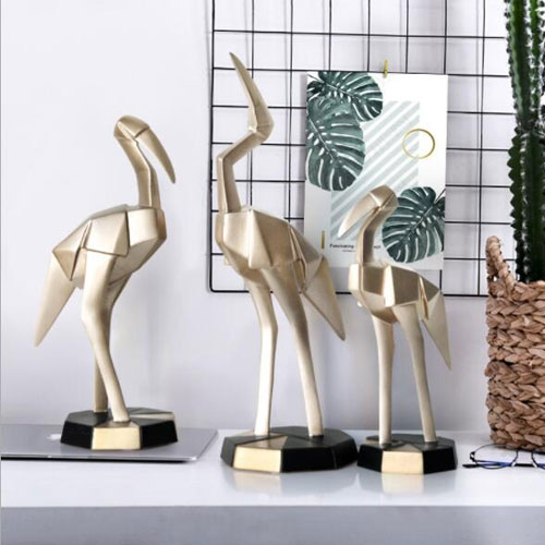 Modern custom design resin home decoration polygon origami flamingo statue