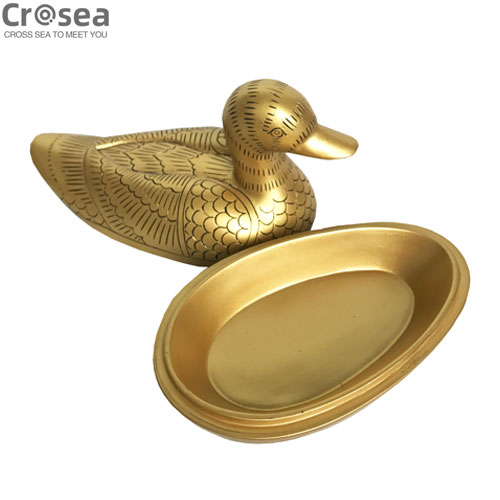 Amazon wholesale artistic golden lucky duck trinket box