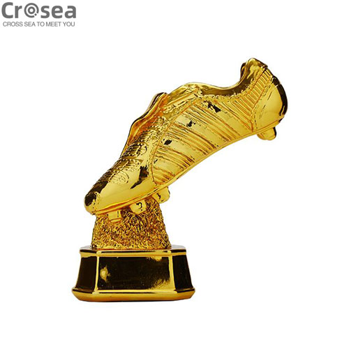 Resin electroplated golden shoes football trophy