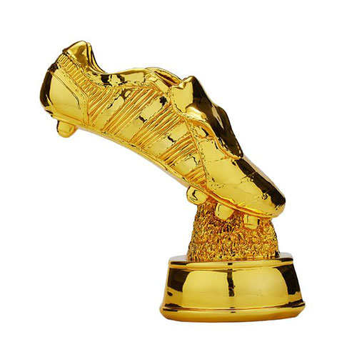 Resin electroplated golden shoes football trophy