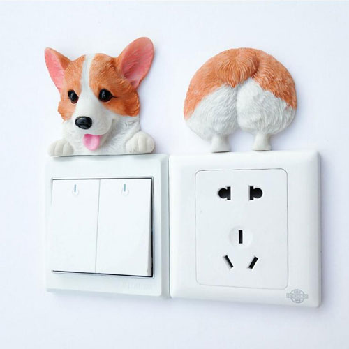Resin cute corgi dog wall decor decorative Switch plate cover
