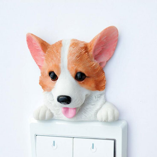 Resin cute corgi dog wall decor decorative Switch plate cover
