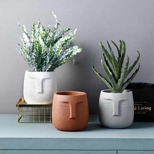 Modern indoor decor Ceramic matt finishing face planters