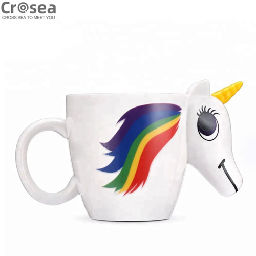 Creative 3D Cute Animal Magic Rainbow Unicorn Cup Color Changing Temperature Control Coffee Mug