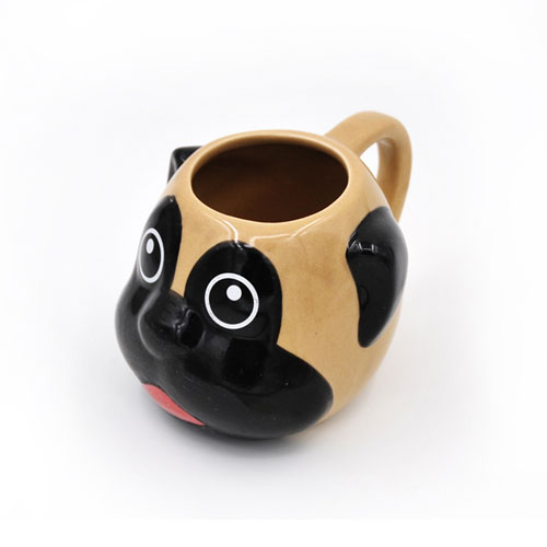 Pug Dog Head Shaped Animal 3D Ceramic Large Tea Coffee Mug