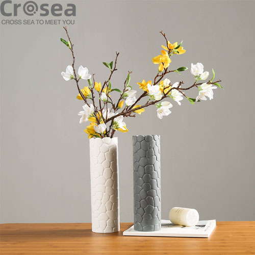 Modern Cracking Design White ceramic Flower vase home decor