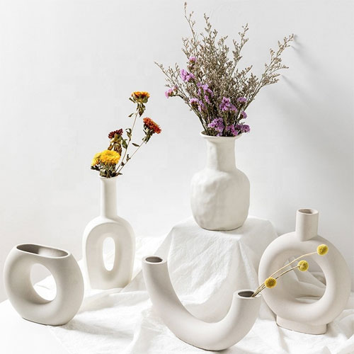 Nordic ins vase ceramic decoration white pigment burning creative gift