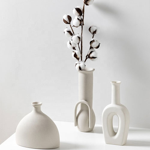Nordic ins vase ceramic decoration white pigment burning creative gift