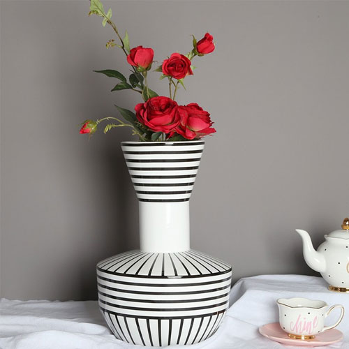 Modern simple Nordic household hydroponic ceramic vases geometric black and white indoor advanced flowers