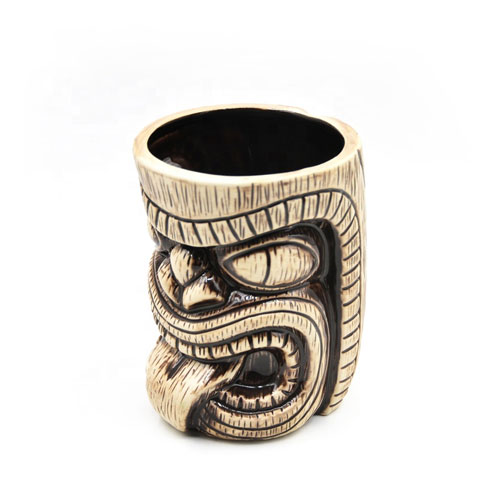 Embossed bamboo shape totem stoneware unbreakable tiki mug