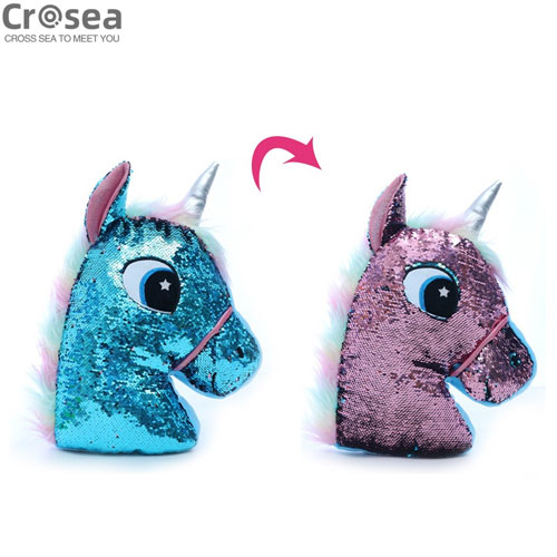 Creative decorative Plush baby animal Sequins unicorn pillow for children gifts