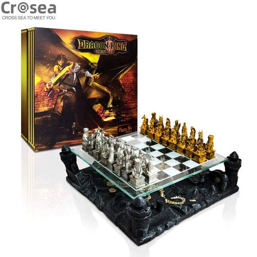 Resin Dragon King Chess board game Set  