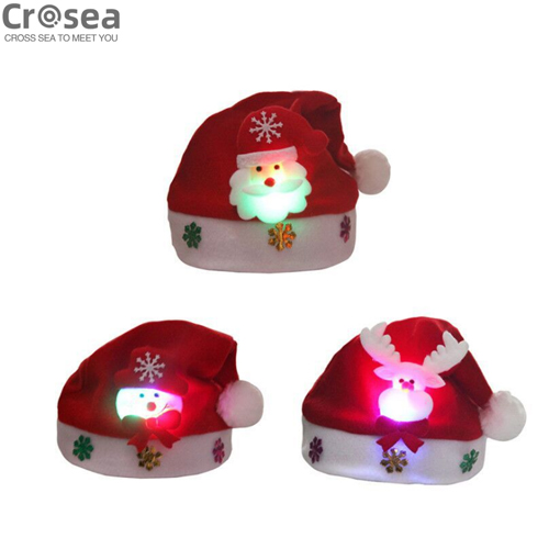 China Factory Christmas Hat With Light High Quality Children Adult Led Santa Hats