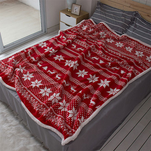 Manufacturer Cheap Custom Logo Double Layer Thickened Lamb Wool Blanket Winter Autumn Blanket Quilt Christmas Blanket Gift 