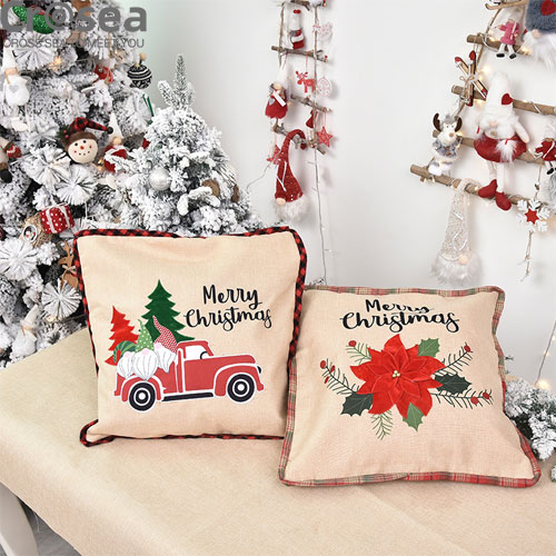 Wholesale 100% Linen-cotton Christmas Pillow Cases Decoration Pillowcases Comfortable Pillow Cover 