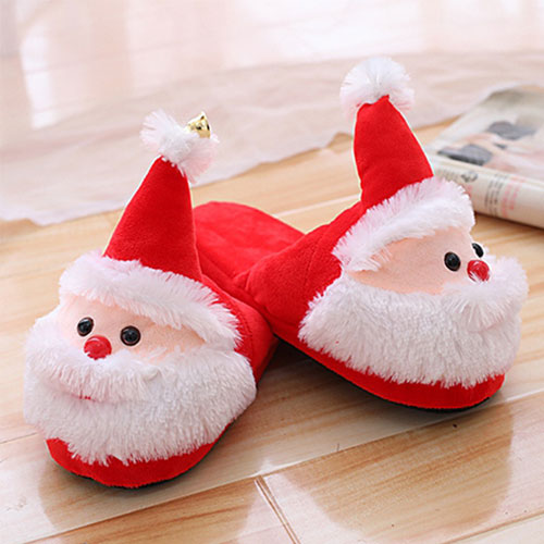 New warm navidad plush toys soft santa claus Christmas slippers 