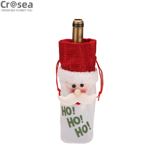 Direct Sales Drawstring Santa Deer Xmas Wine Bottle Bags Christmas Table Decorations Christmas Bottle Covers 