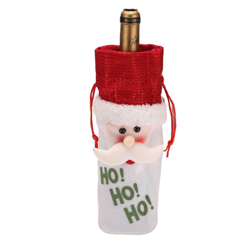 Direct Sales Drawstring Santa Deer Xmas Wine Bottle Bags Christmas Table Decorations Christmas Bottle Covers 