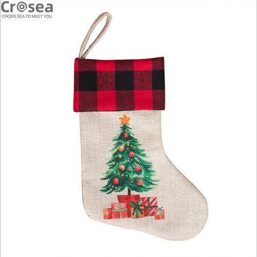 Hot-selling linen Xmas Socks Christmas decorating bags Christmas pendant gift 