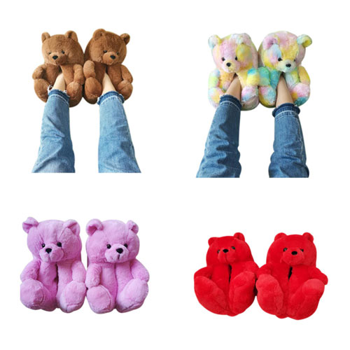 Cute amazon brand new brown teddy bear slippers bear house slippers