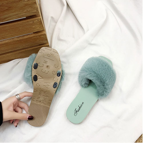 Cheap Promotion Fur Fluffy Slippers Wholesale House Home Winter Slipper Heels For Women Ladies