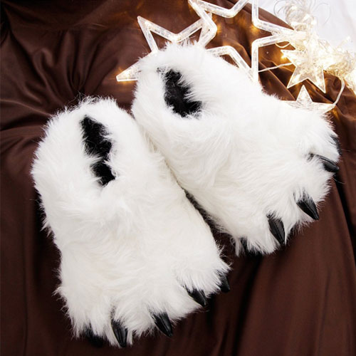 Wholesale Custom Embroidered Plush Slippers Winter Autumn Home Slippers Cute Claw Slippers 