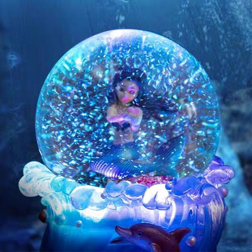Wholesale Resin Custom Snow Globe Mermaid With Lights and Music