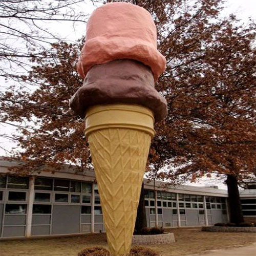 Customized Fiberglass ice cream statues wall mounted giant ice cream cone