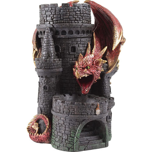 Dragons Keep Castle Dice Tower - Heavy Duty Resin and Hand Painted Dice Rolling Tower with LED Color Changing Light - Compatible Dice Tower for DND and Tabletop Games